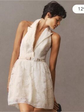 Dress the Population White Lace Halter Mini Dress